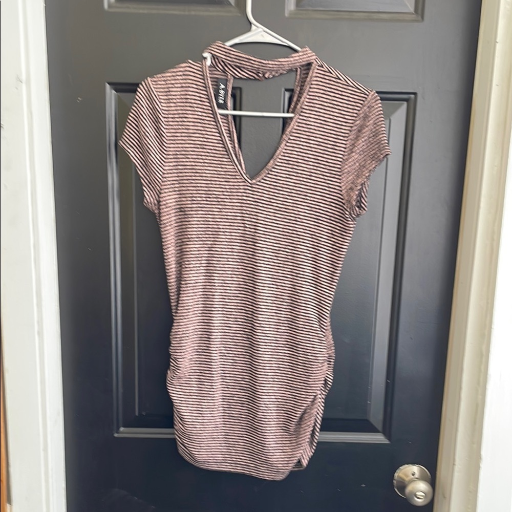 A. Byer Pink Fitted Ruched Polo T-Shirt